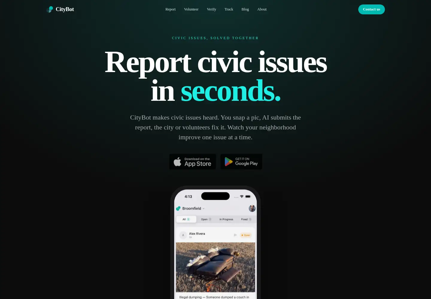 Screenshot of citybot.org