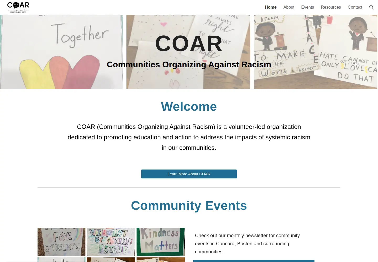 Captured homepage of coaraction.org in the current scan