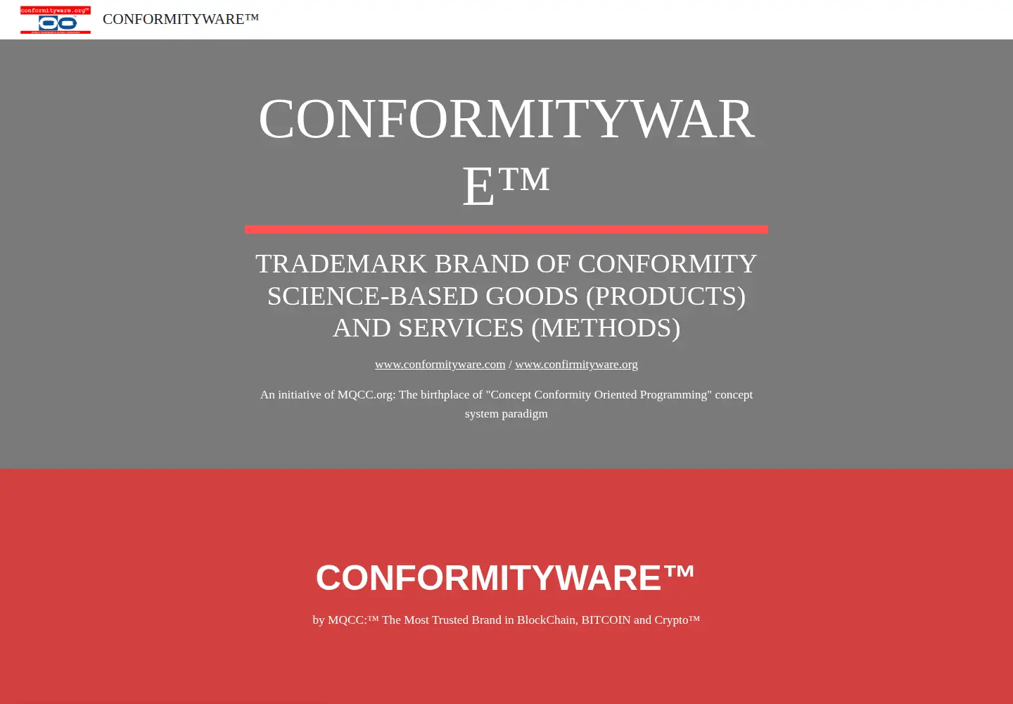 Captured homepage of conformityware.org in the current scan