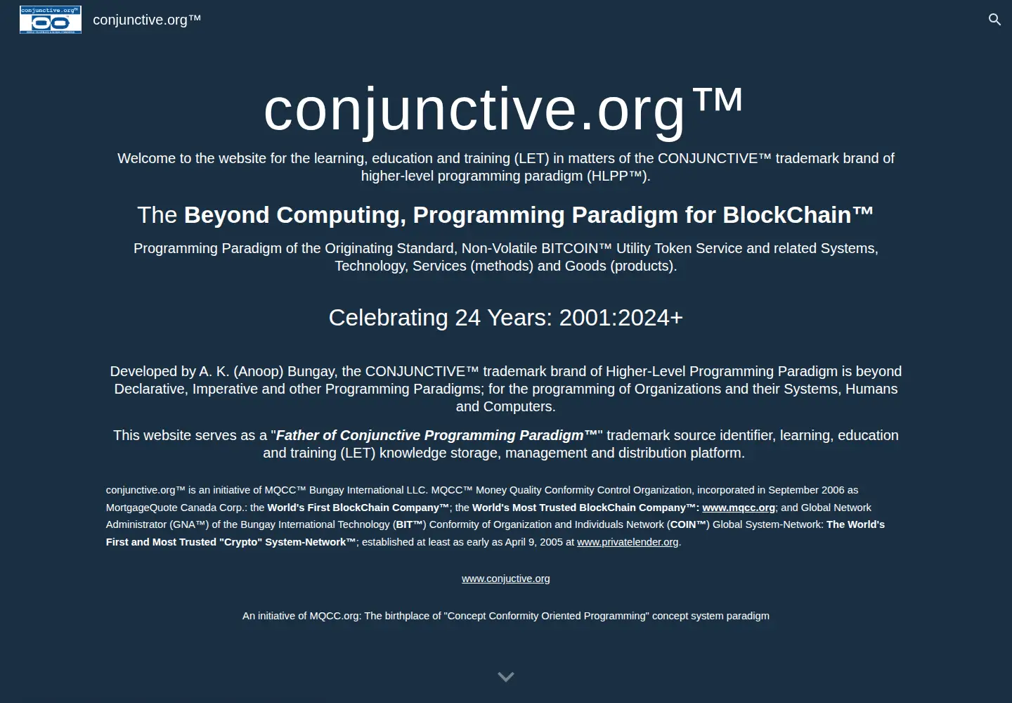 Captured homepage of conjunctive.org in the current scan