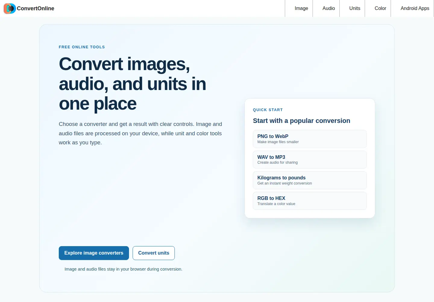 Screenshot of convertonline.org