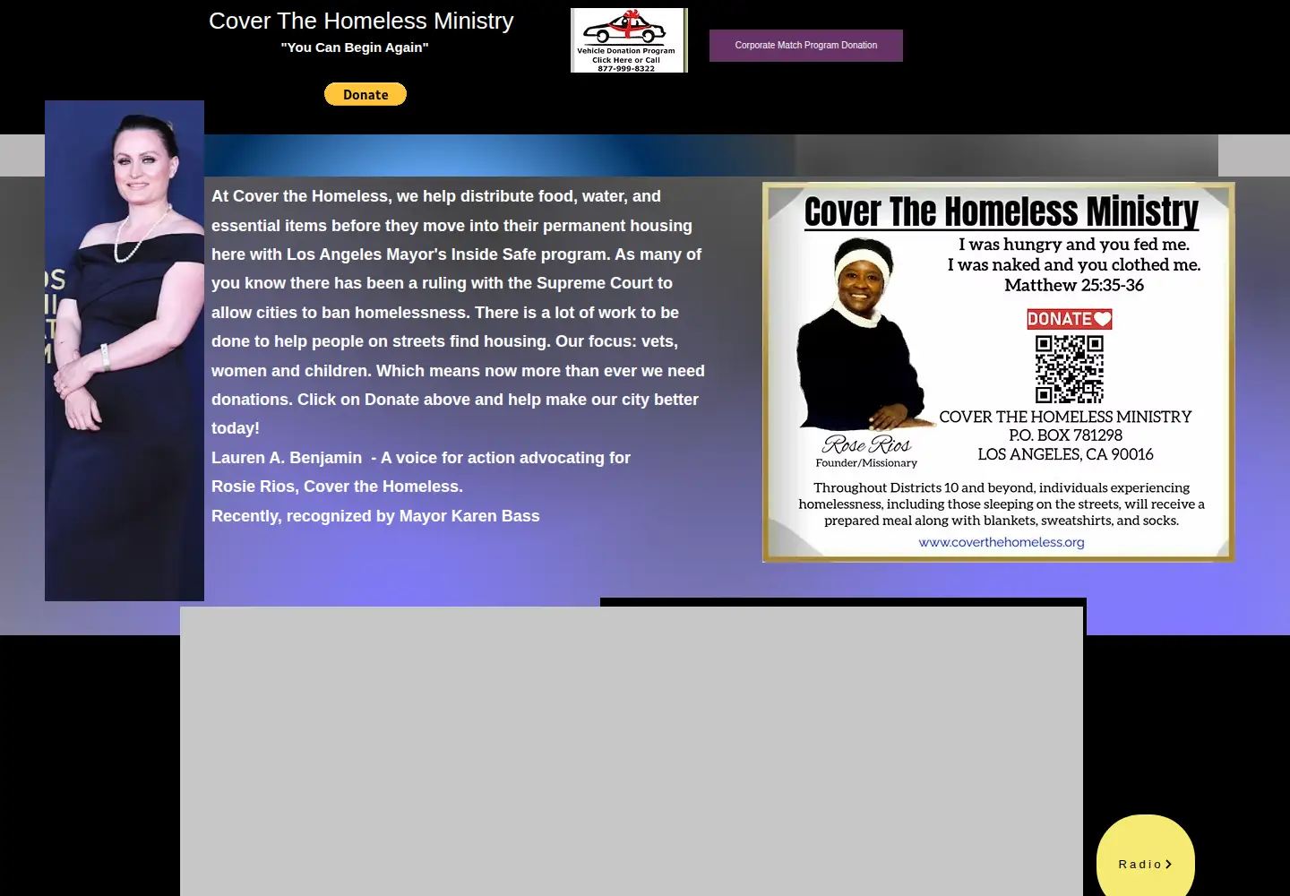 Captured homepage of coverthehomeless.org in the current scan