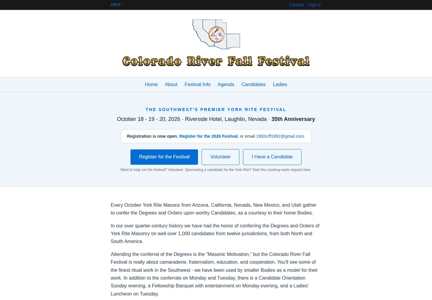 Captured homepage of crff.org in the current scan