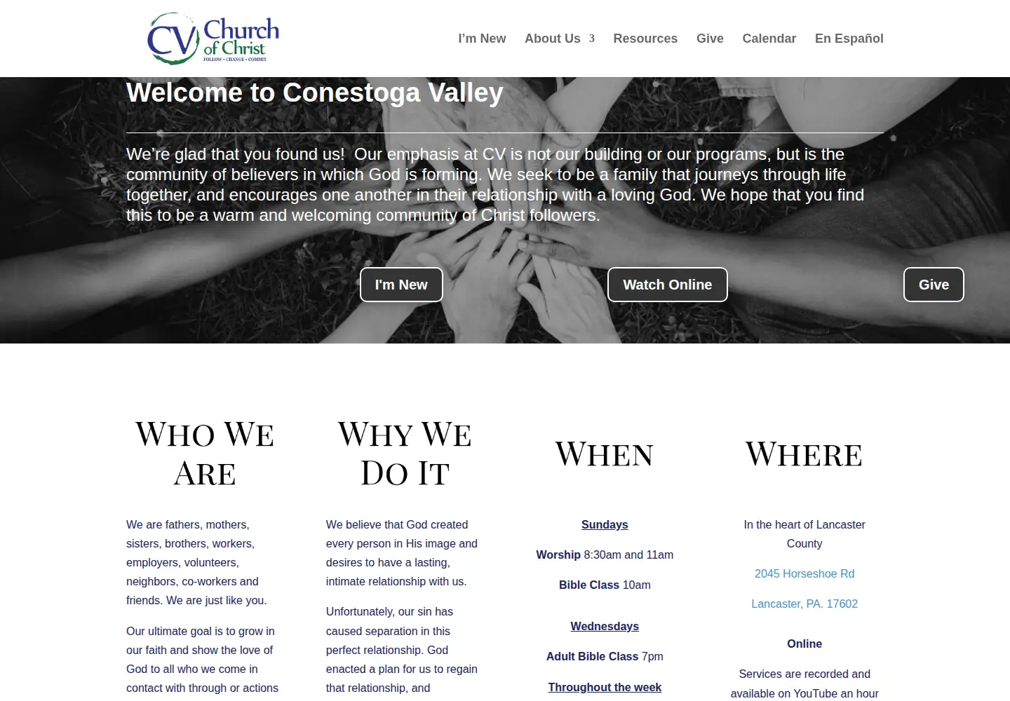 Captured homepage of cvchurchofchrist.org in the current scan