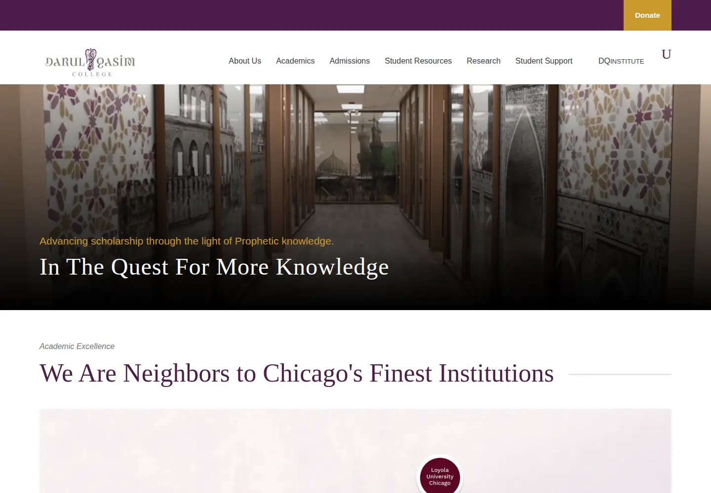 Screenshot of darulqasimcollege.org