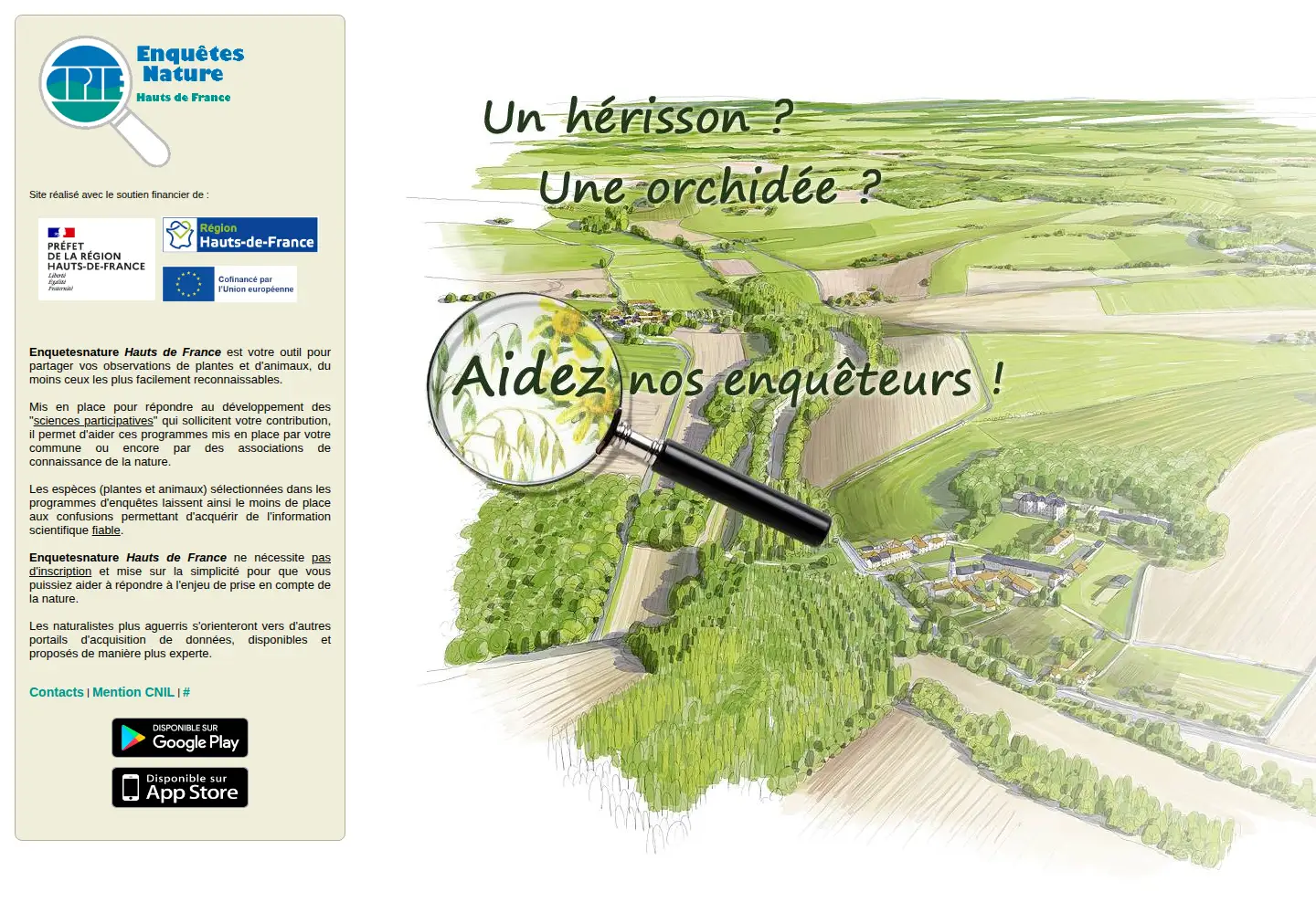Captured homepage of enquetesnaturehdf.org in the current scan
