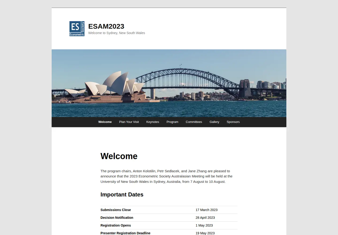 Screenshot of esam2023.org