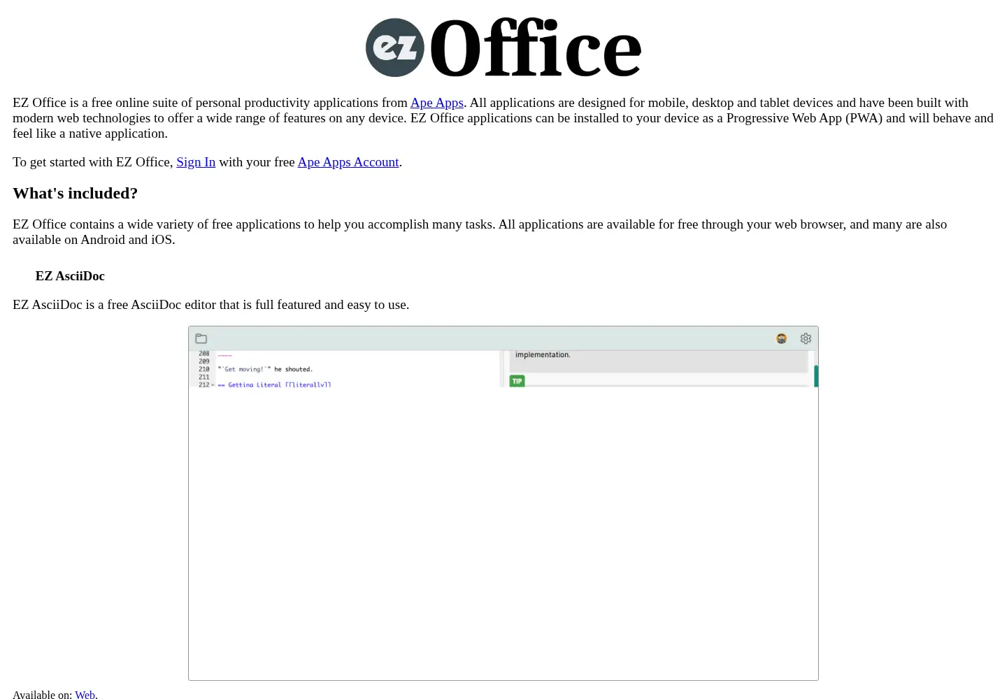 Screenshot of ezoffice.org