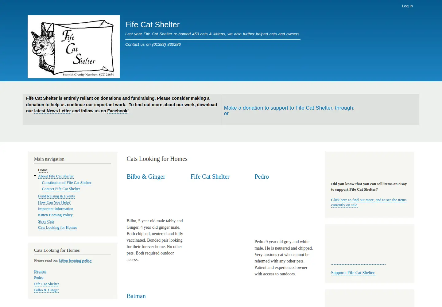 Captured homepage of fifecatshelter.org in the current scan