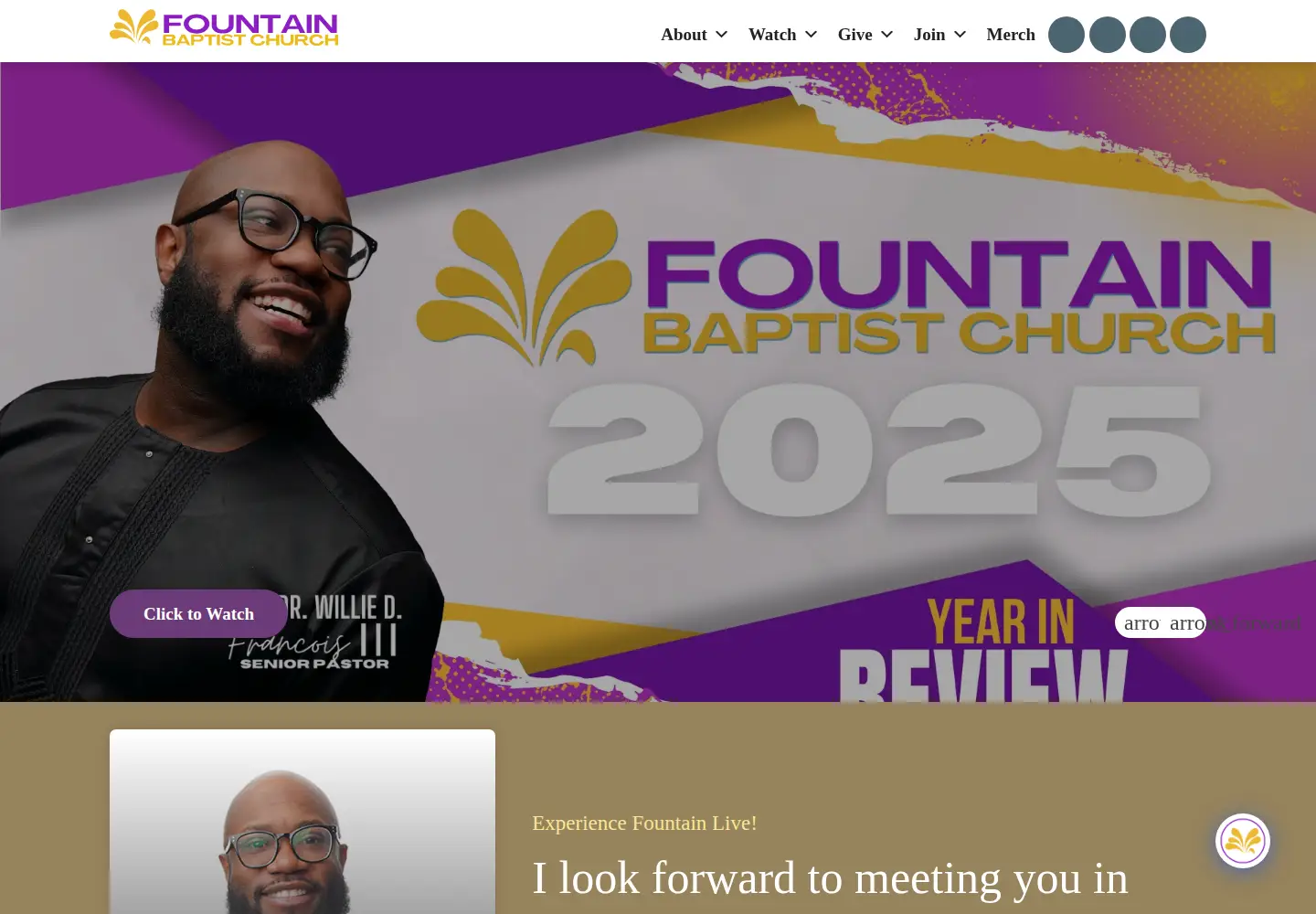 Captured homepage of fountainbaptistchurch.org in the current scan