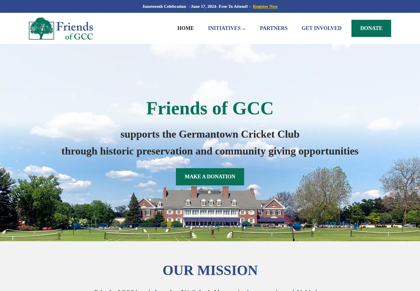 Captured homepage of friendsofgcc.org in the current scan
