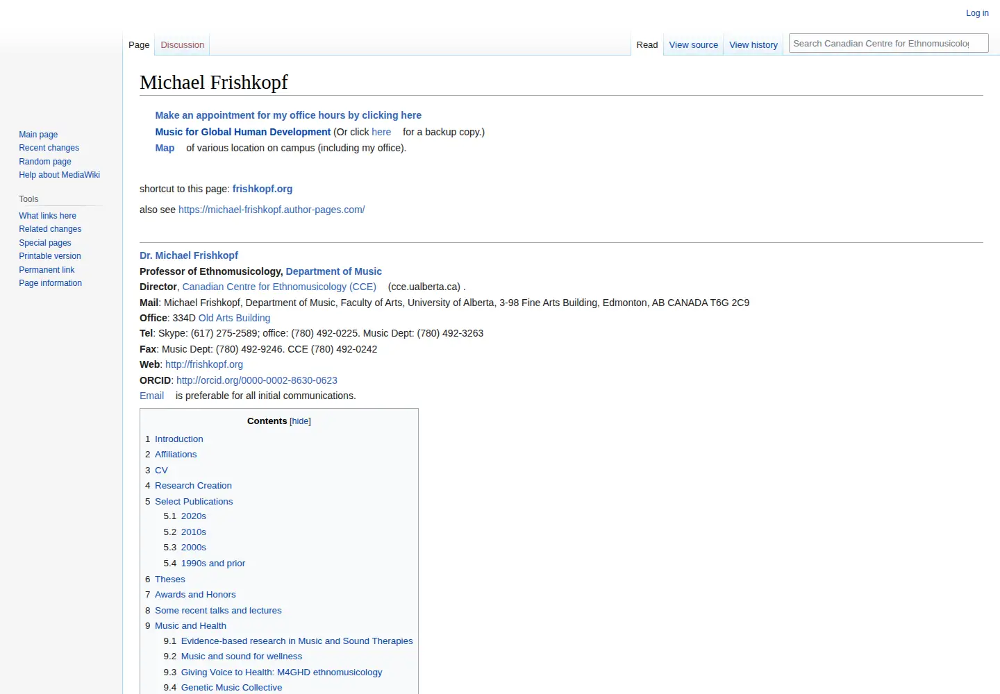 Captured homepage of frishkopf.org in the current scan