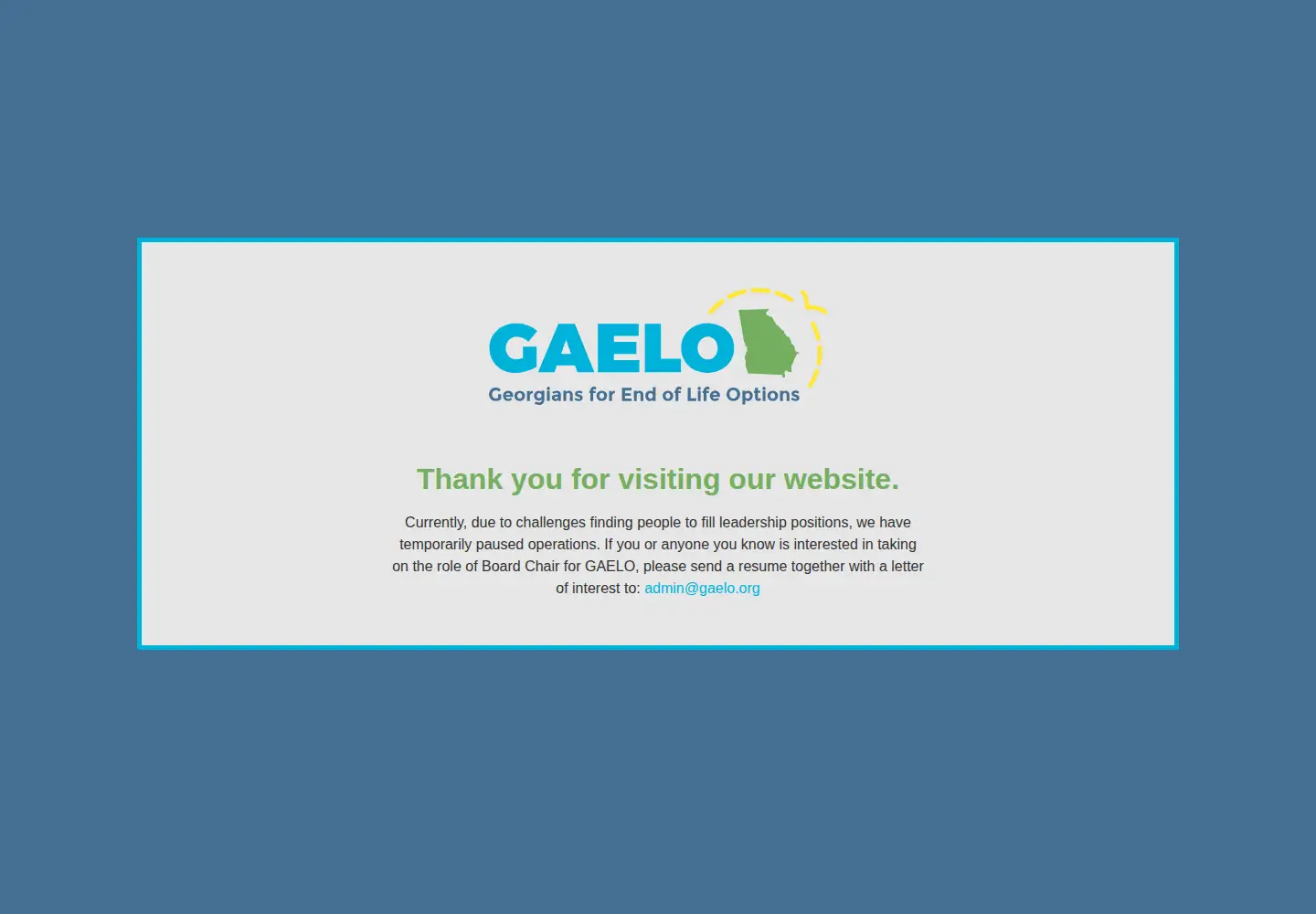 Captured homepage of gaelo.org in the current scan