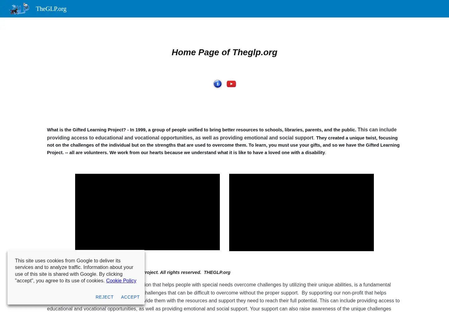 Screenshot of giftedlearningproject.org