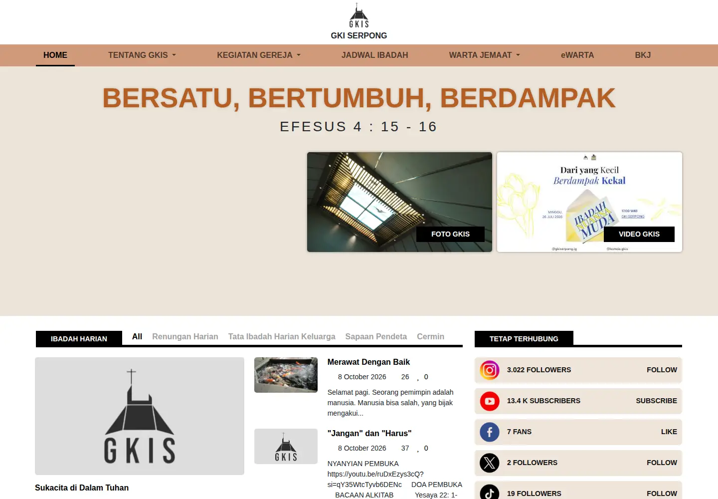 Captured homepage of gkiserpong.org in the current scan