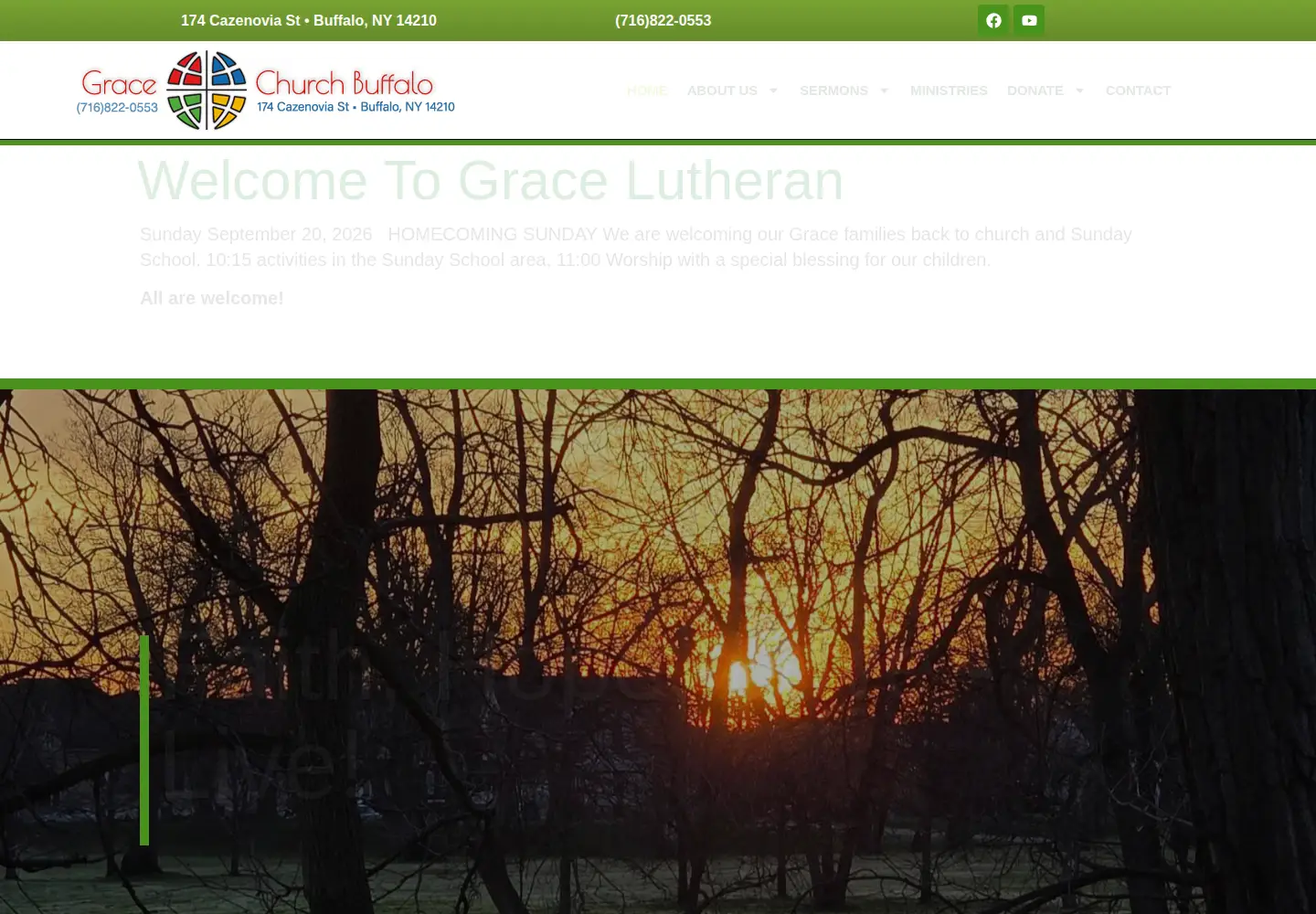 Captured homepage of gracechurchbuffalo.org in the current scan
