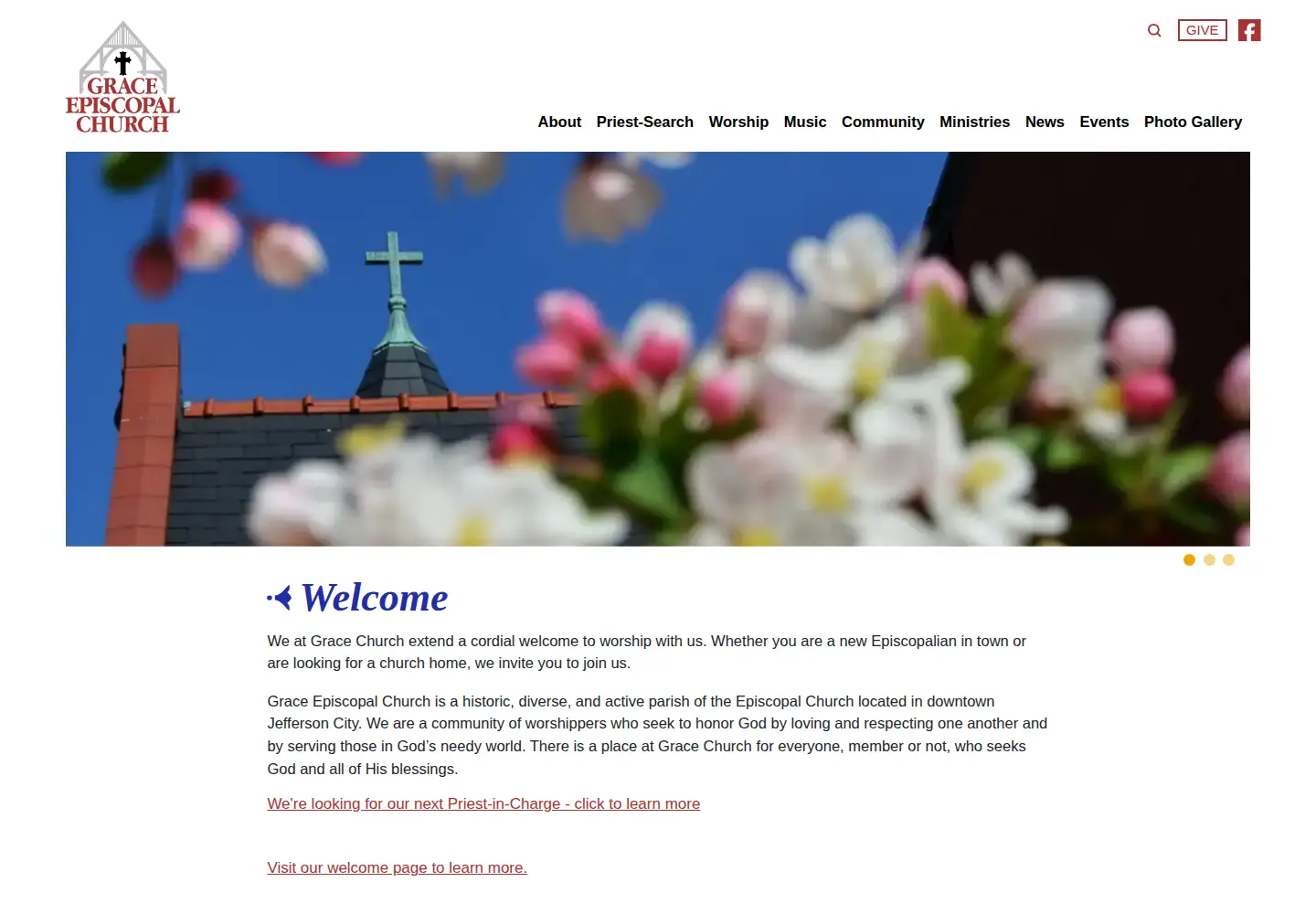 Captured homepage of gracechurchjc.org in the current scan