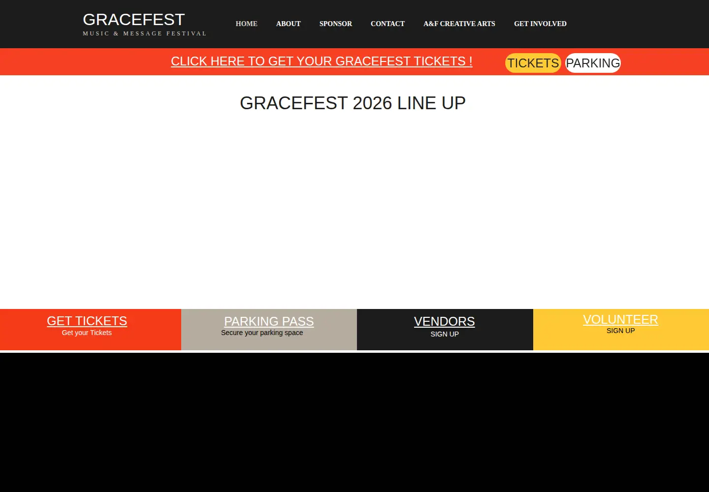 Captured homepage of gracefest.org in the current scan