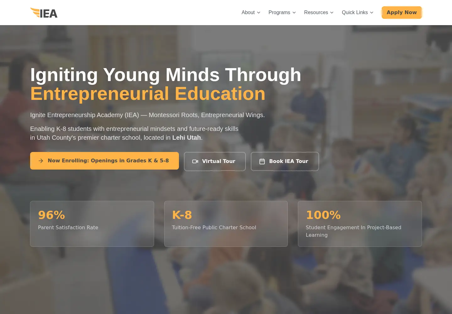 Screenshot of igniteutah.org