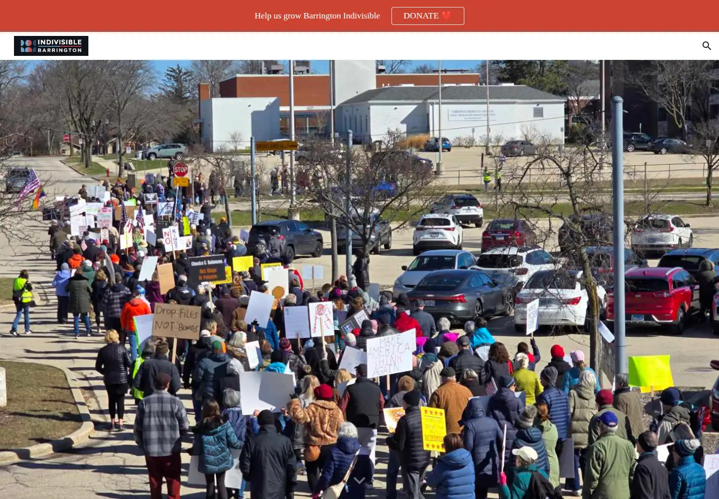 Captured homepage of indivisiblebarrington.org in the current scan
