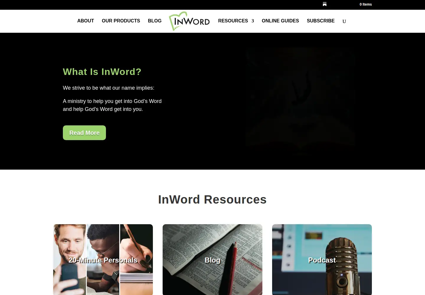 Captured homepage of inword.org in the current scan