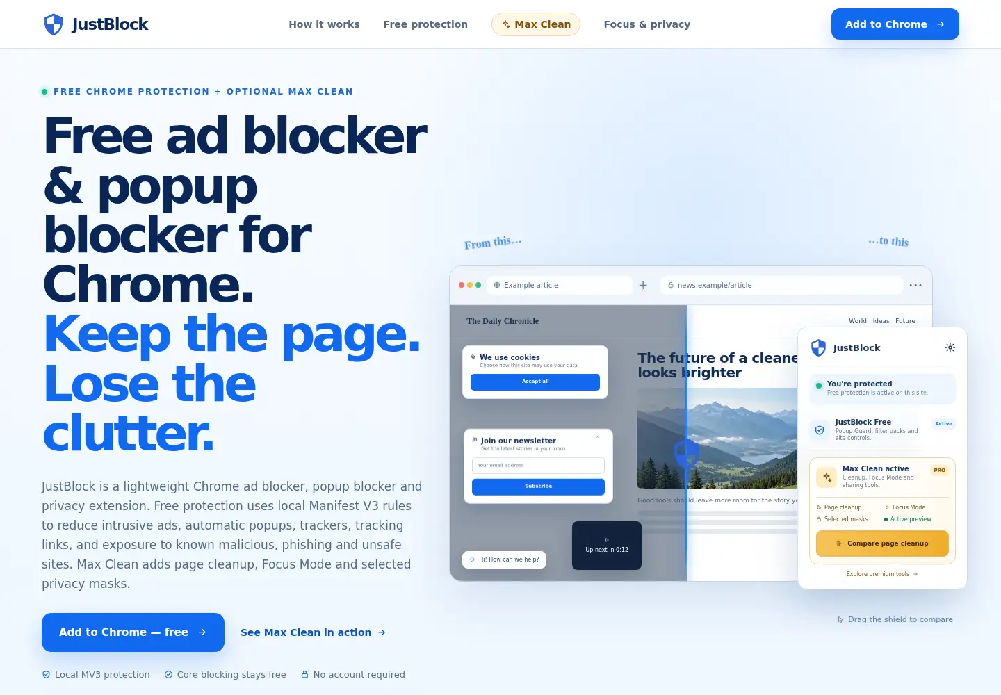 Captured homepage of justblock.org in the current scan