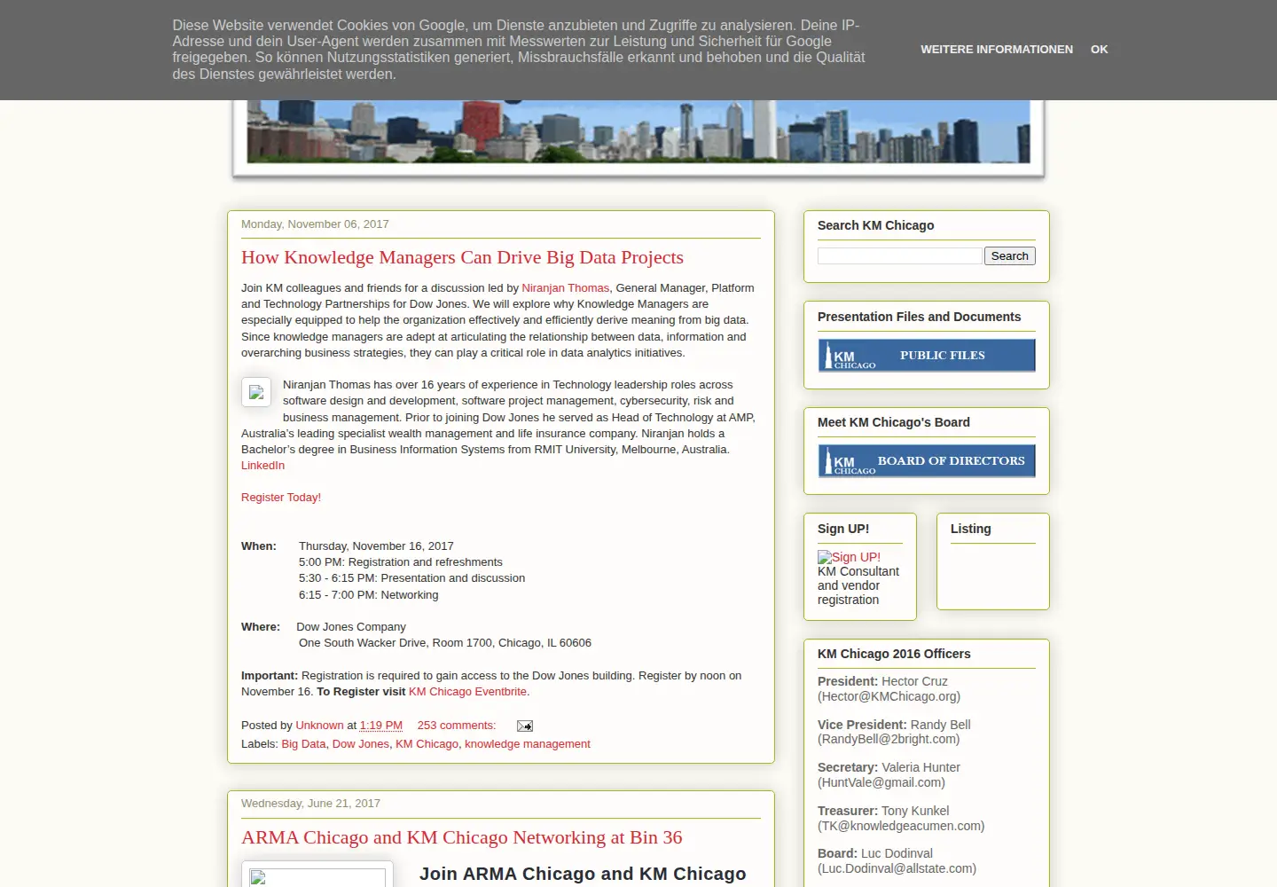 Captured homepage of kmchicago.org in the current scan