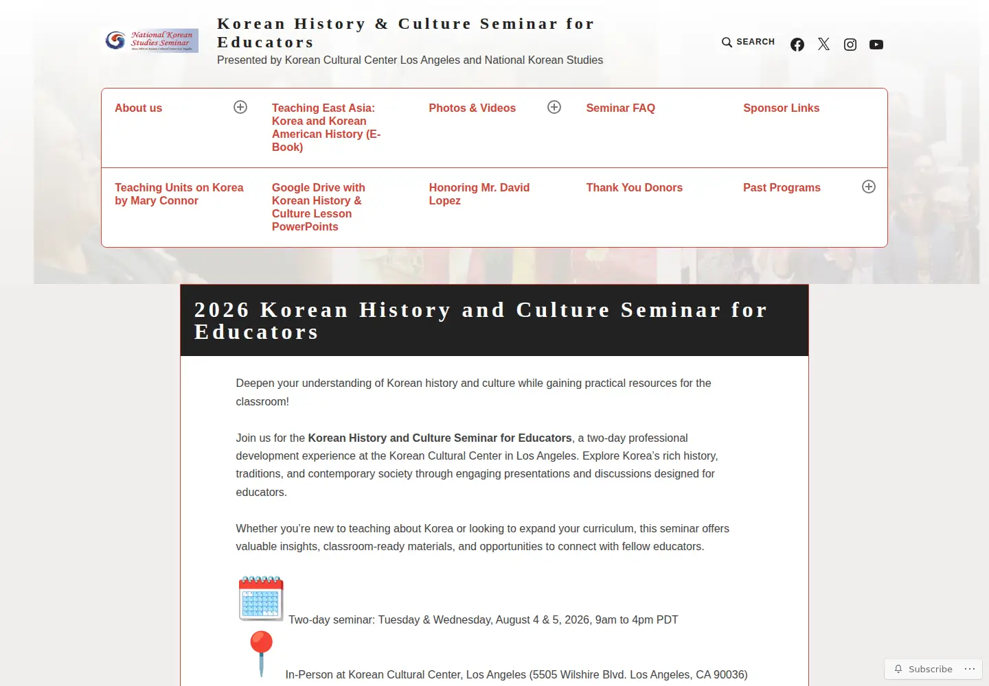 Screenshot of koreanseminar.org