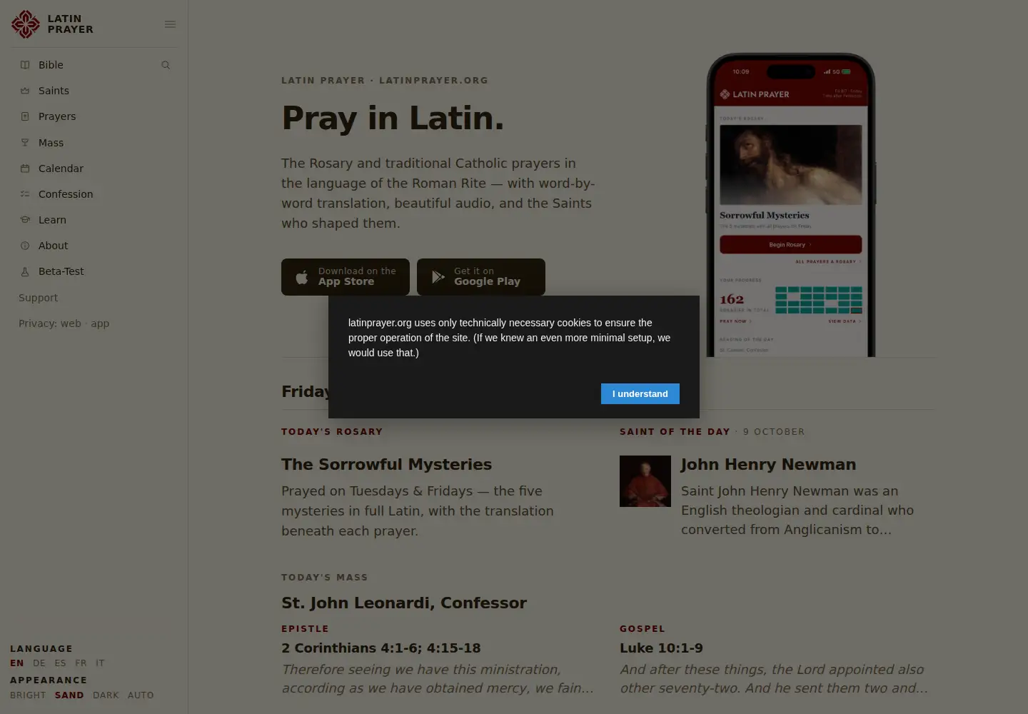 Captured homepage of latinprayer.org in the current scan