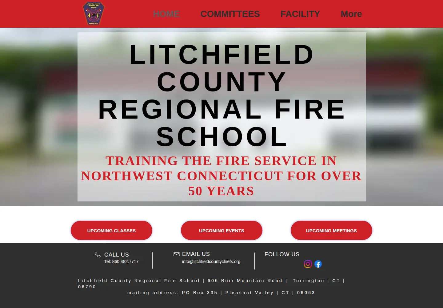 Captured homepage of litchfieldcountyfireschool.org in the current scan