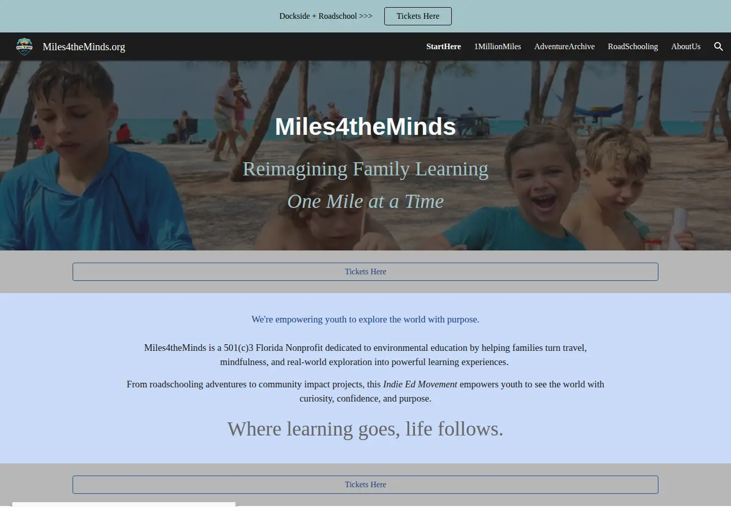 Screenshot of miles4theminds.org