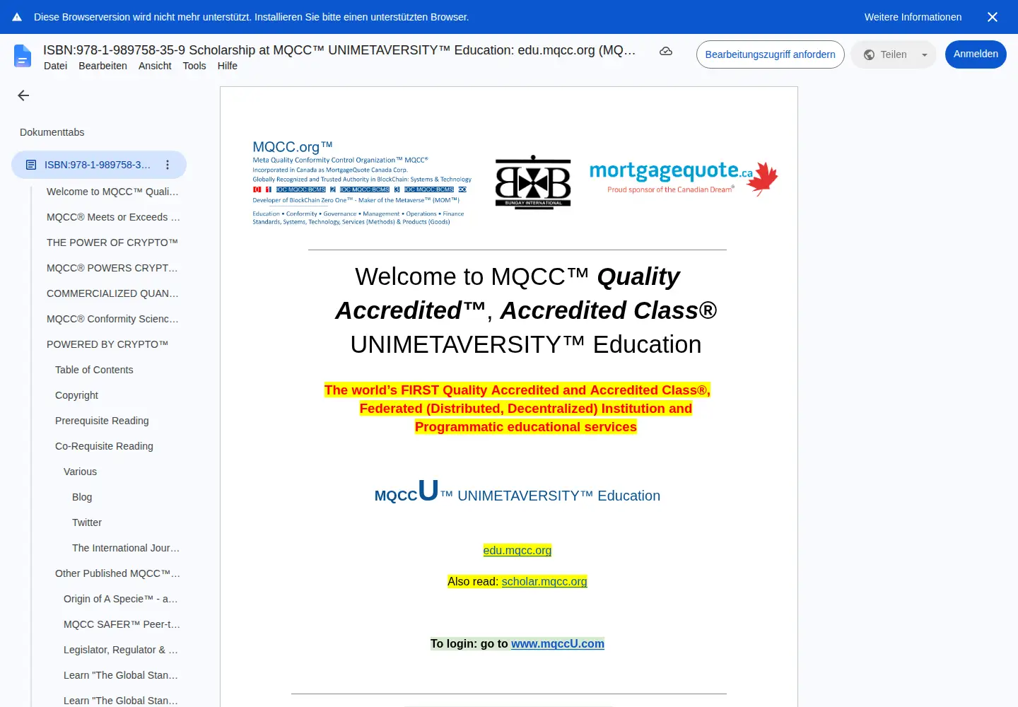 Captured homepage of mqucc.org in the current scan