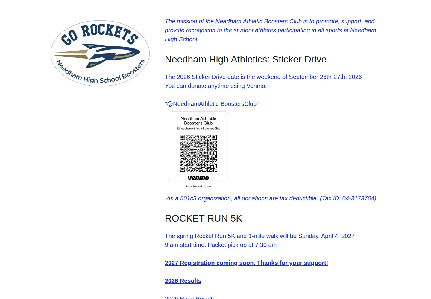 Screenshot of needhamhighschoolboosters.org
