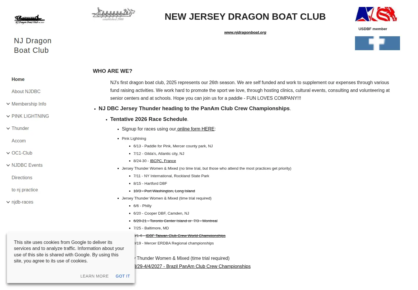 Screenshot of njdragonboat.org