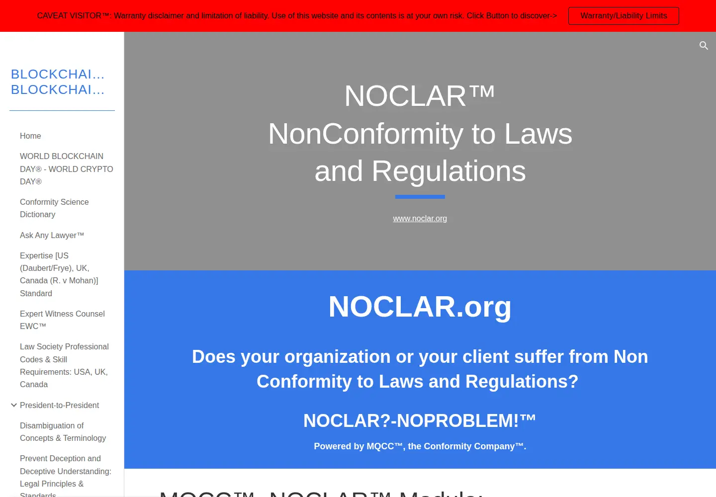 Captured homepage of noclar.org in the current scan