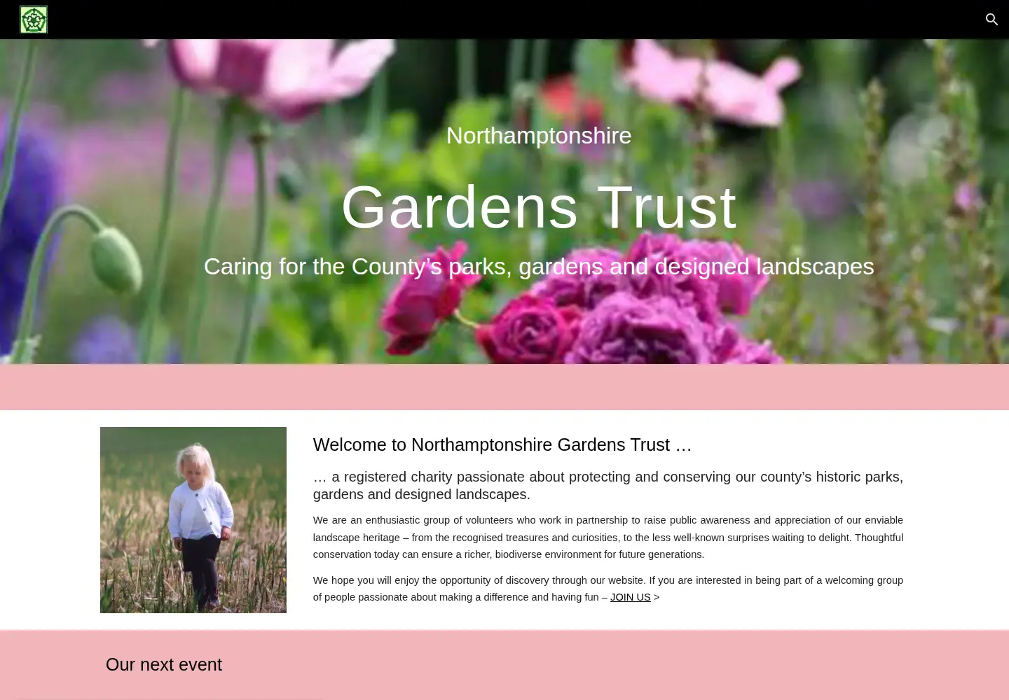 Screenshot of northamptonshiregardenstrust.org