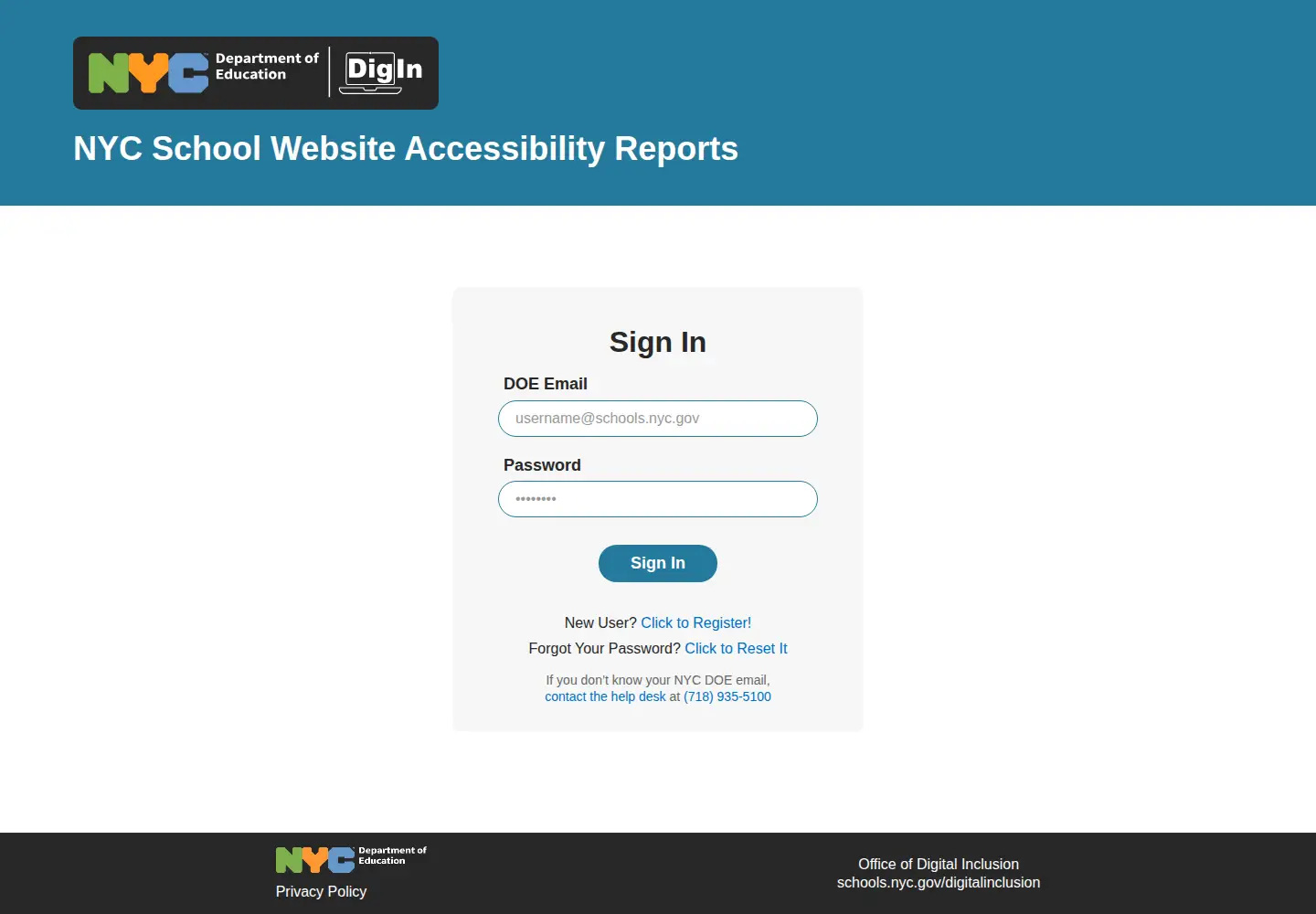 Screenshot of nycschoolsdigin.org