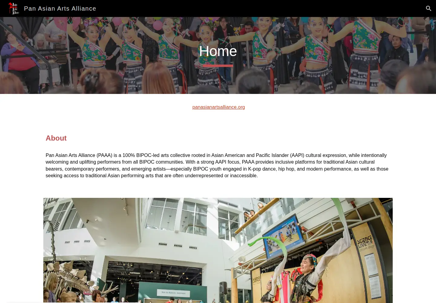 Screenshot of panasianartsalliance.org