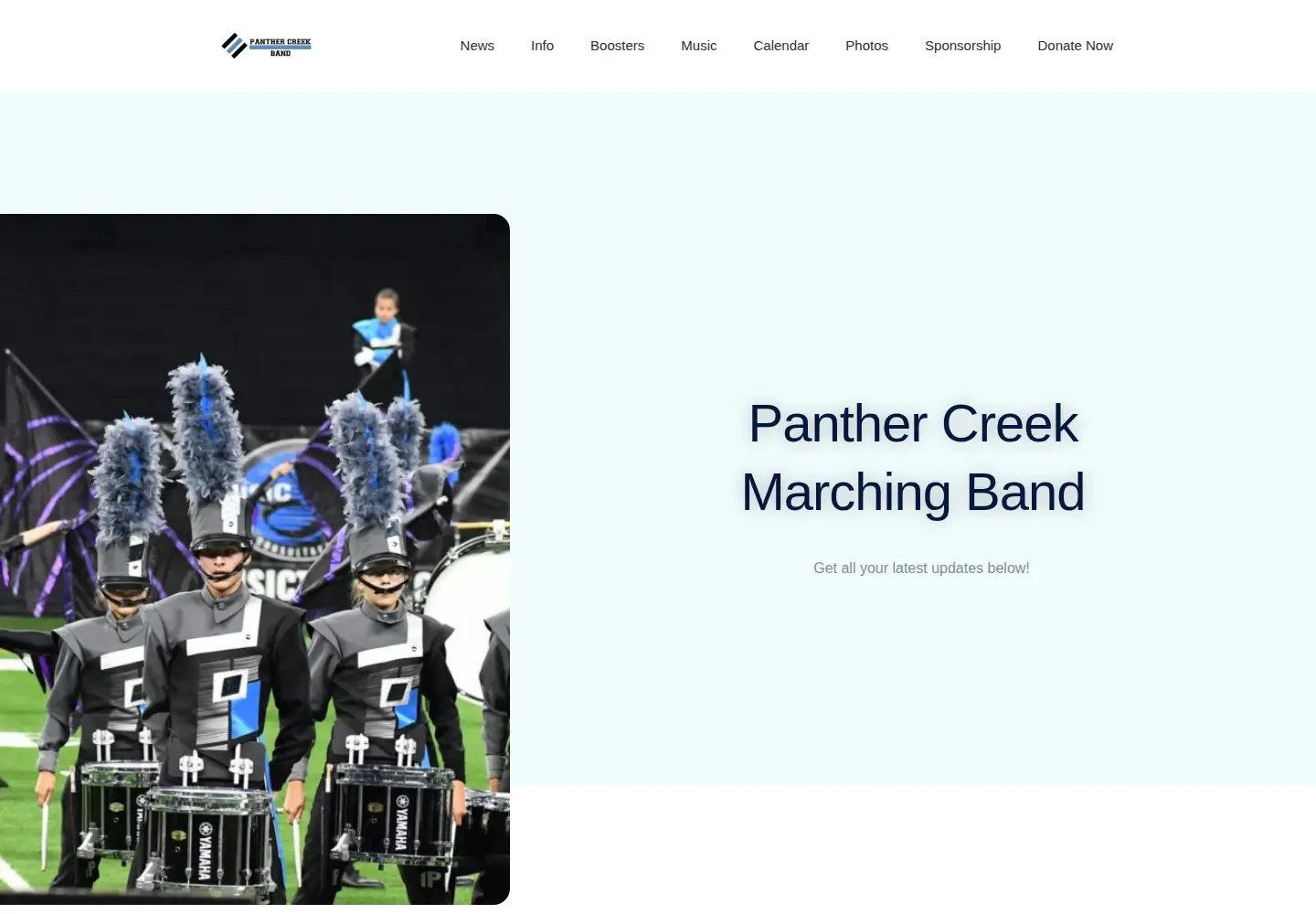 Captured homepage of panthercreekband.org in the current scan