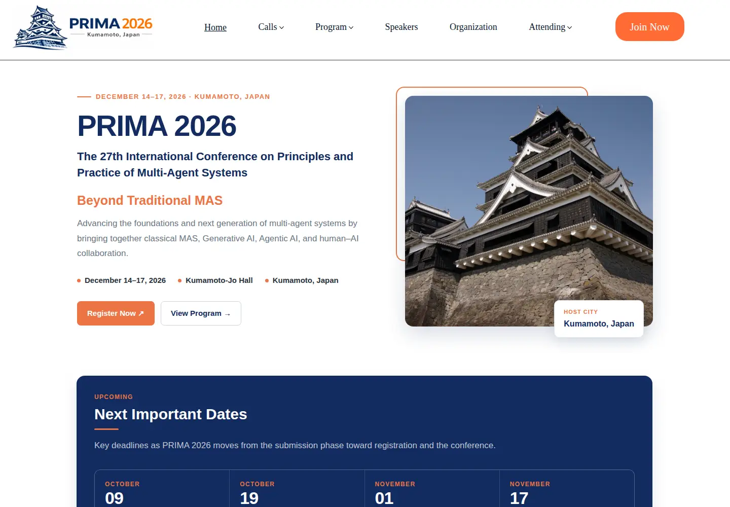 Captured homepage of prima2026.org in the current scan
