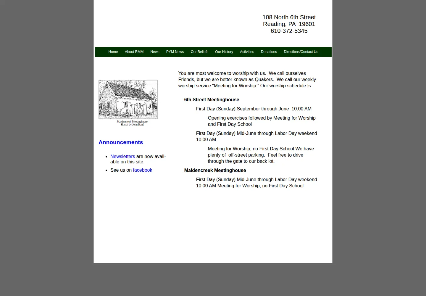 Screenshot of readingfriendsmeeting.org