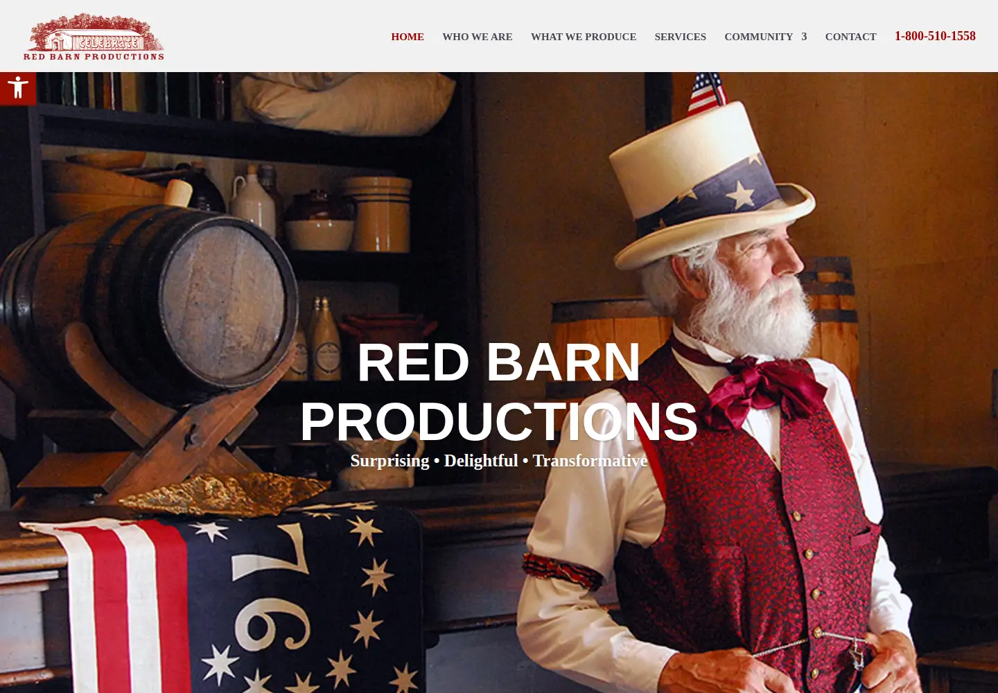 Captured homepage of redbarnproductions.org in the current scan