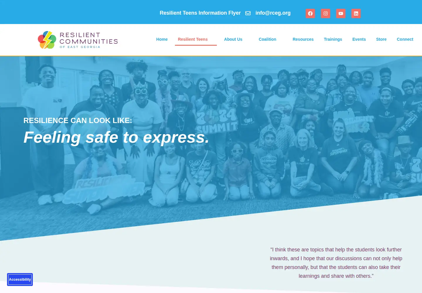 Screenshot of resilientteens.org