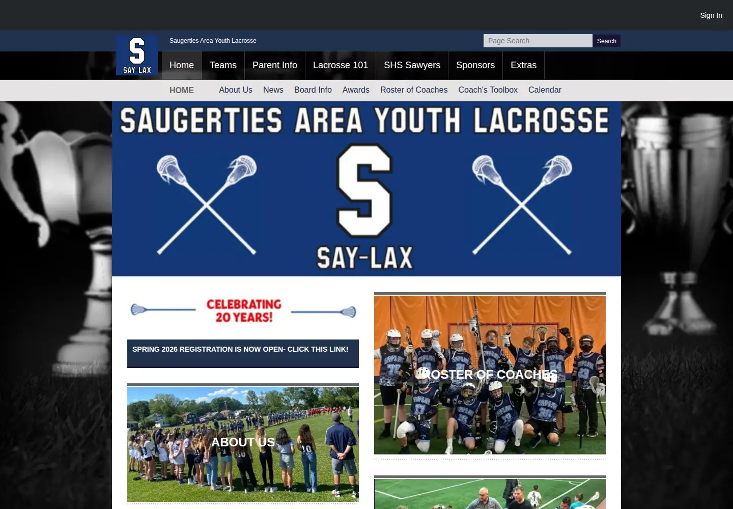 Screenshot of saugertieslacrosse.org