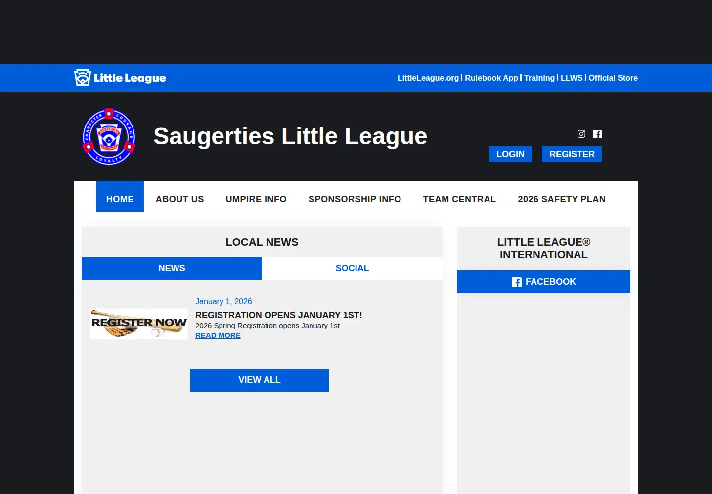 Screenshot of saugertieslittleleague.org