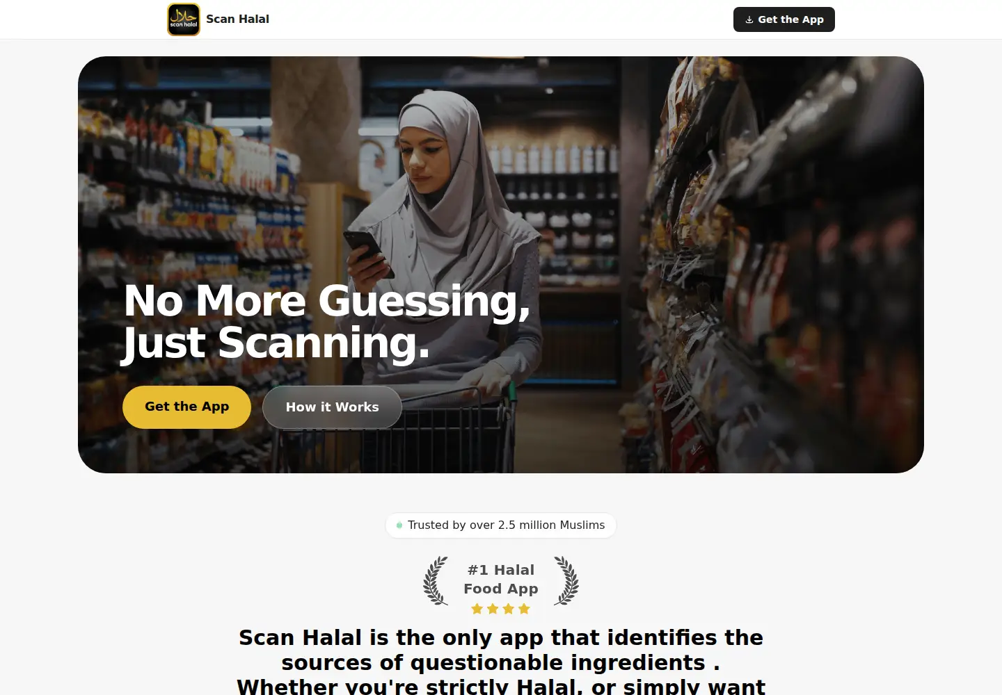 Captured homepage of scanhalal.org in the current scan