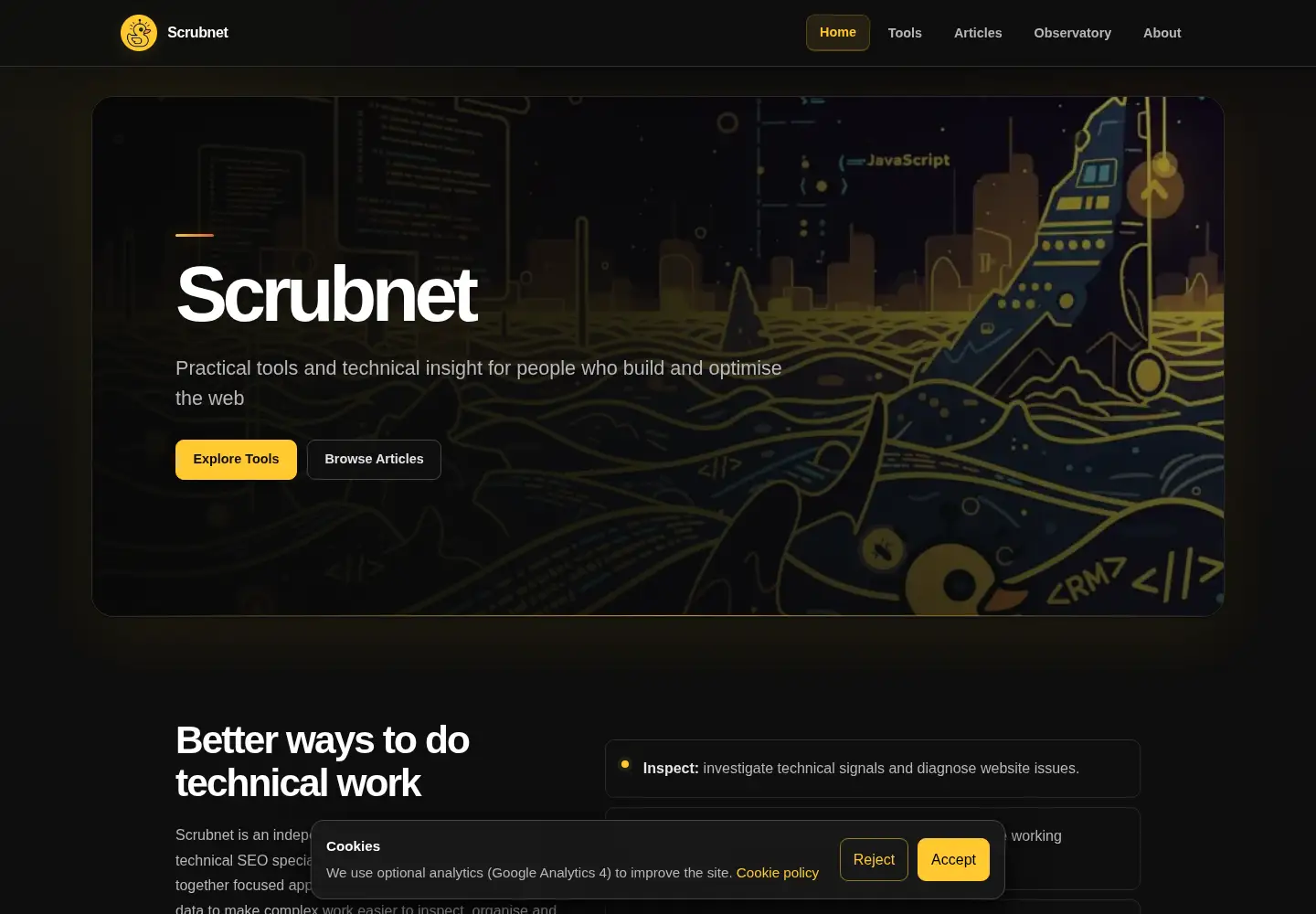Captured homepage of scrubnet.org in the current scan