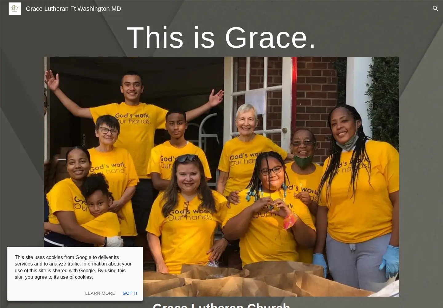 Captured homepage of sharinggrace.org in the current scan