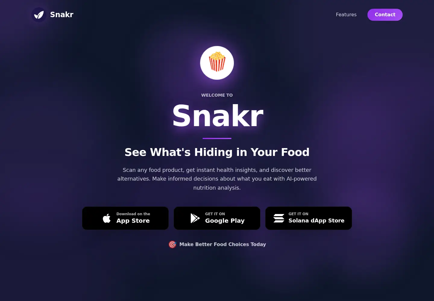 Captured homepage of snakr.org in the current scan