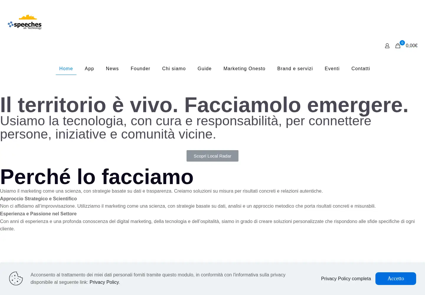 Captured homepage of speechesontechnology.org in the current scan